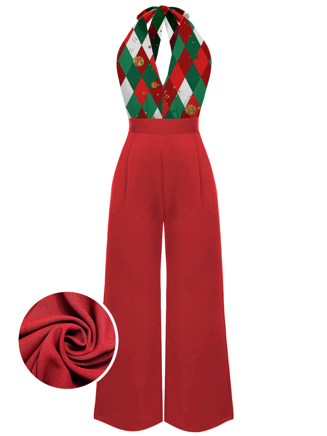 1930s Christmas Plaid Lace Patchwork Jumpsuit: timeless style reimagined