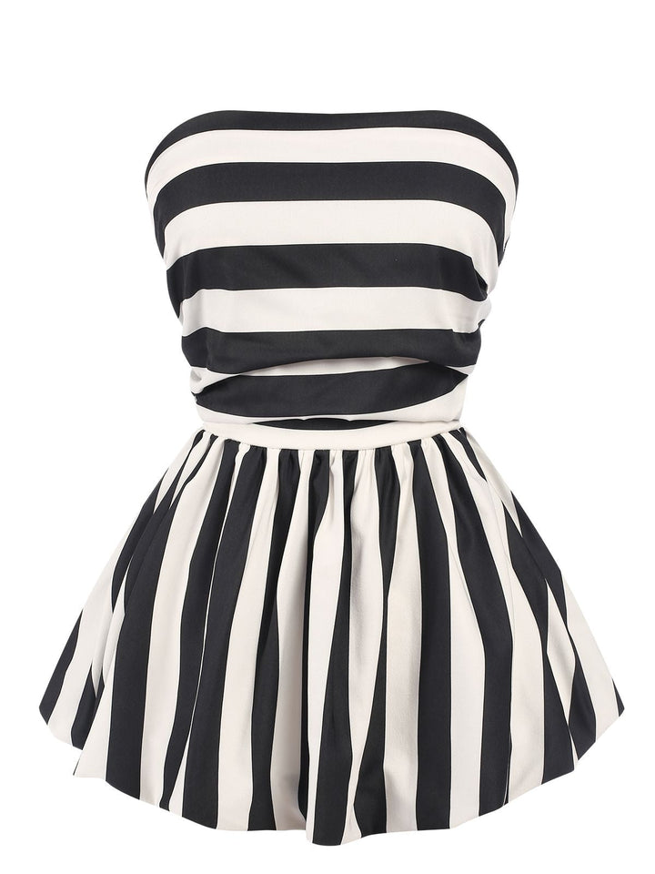 1930s Contrast Stripe Bandeau Pleated Puff Top, vintage top, retro blouse - perfect for women who love vintage and retro fashion