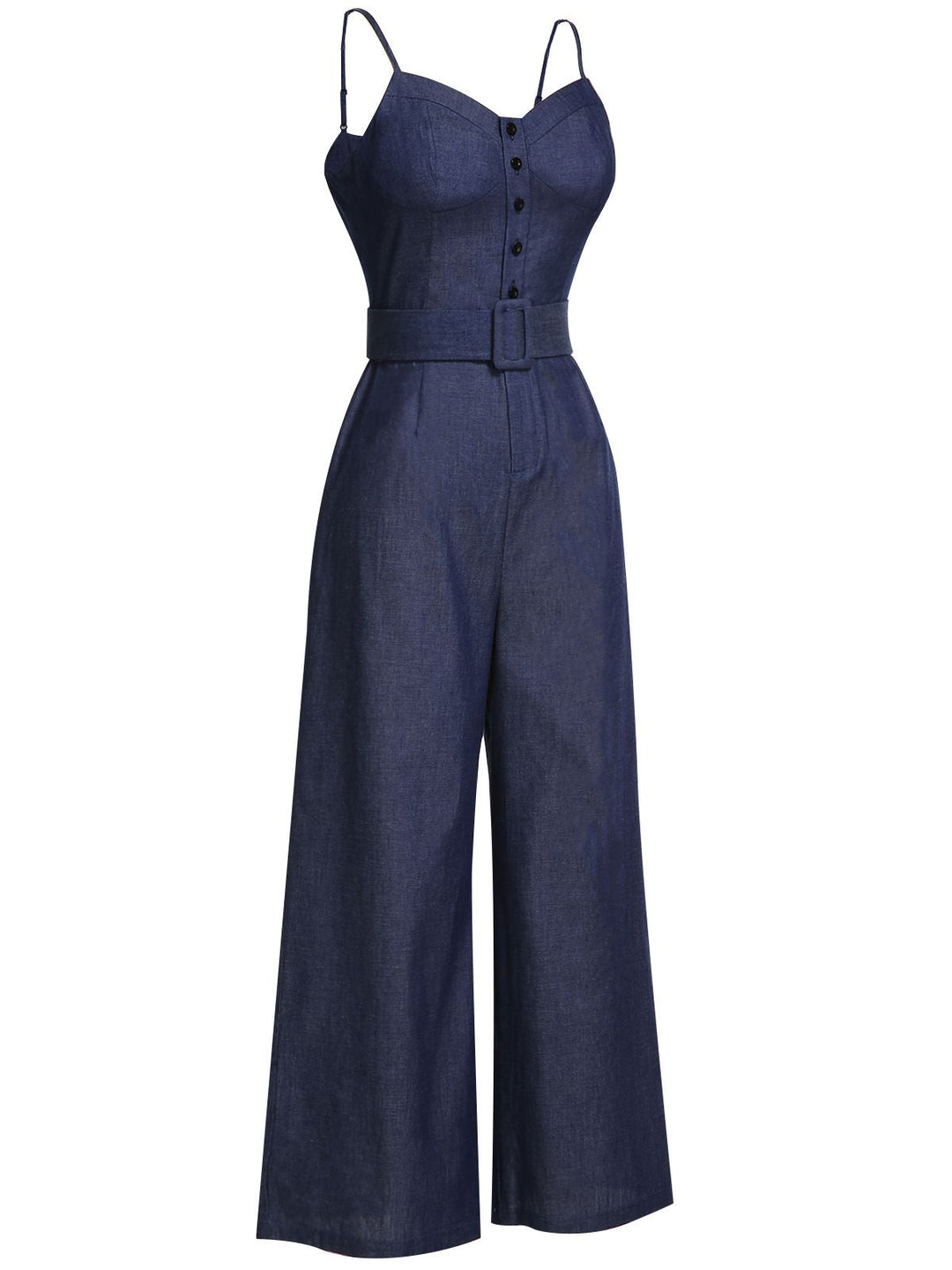 Navy Blue 1930s Cowboy Solid Strap Jumpsuit, vintage romper, retro jumpsuit - perfect for women who love vintage and retro fashion