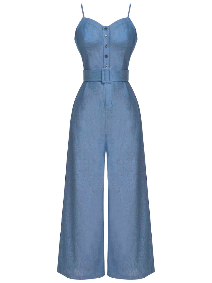 1930s Cowboy Solid Strap Jumpsuit: timeless style reimagined