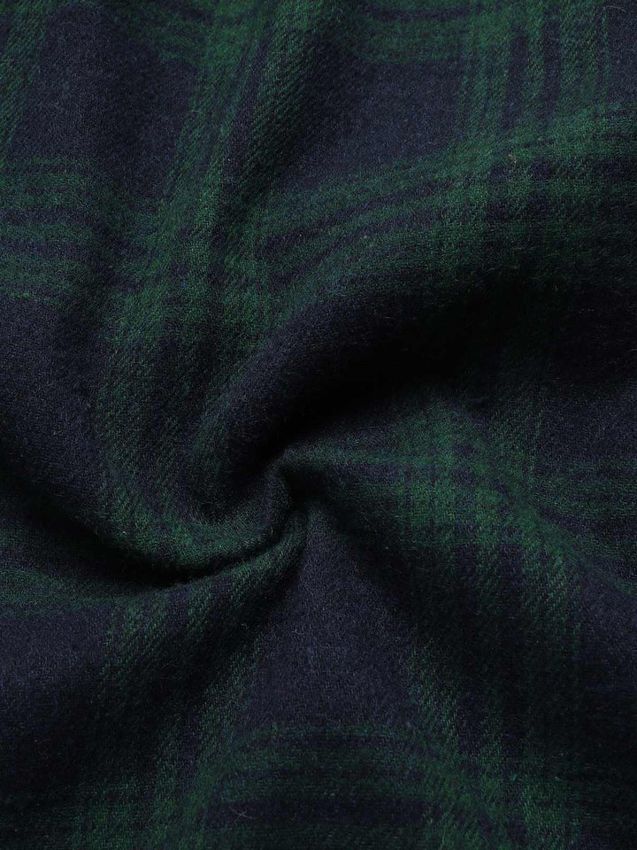 She slips into this 1930s Crew Neck Tartan Plaid Belted Mermaid Dress and suddenly it&