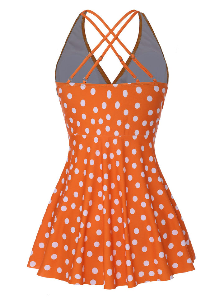 View 9: 1930s 1930s Cross Straps Polka Dots Swimsuit, perfect for retro themed parties, vintage fashion enthusiasts and special occasions