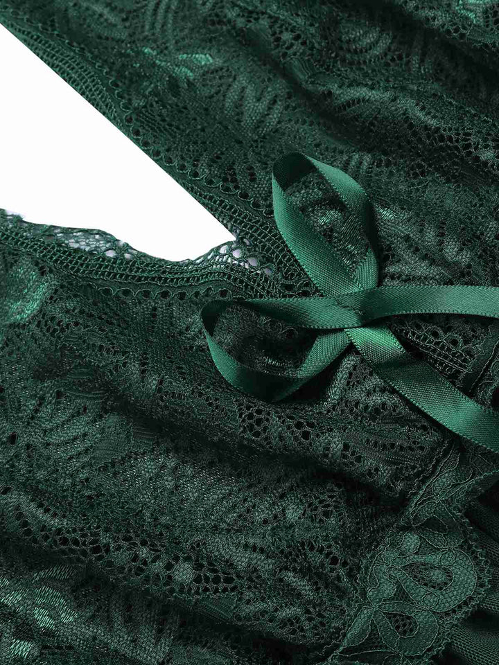View 14: Deep V-Neck Lace Mesh Nightgown, perfect for retro themed parties, vintage fashion enthusiasts and special occasions