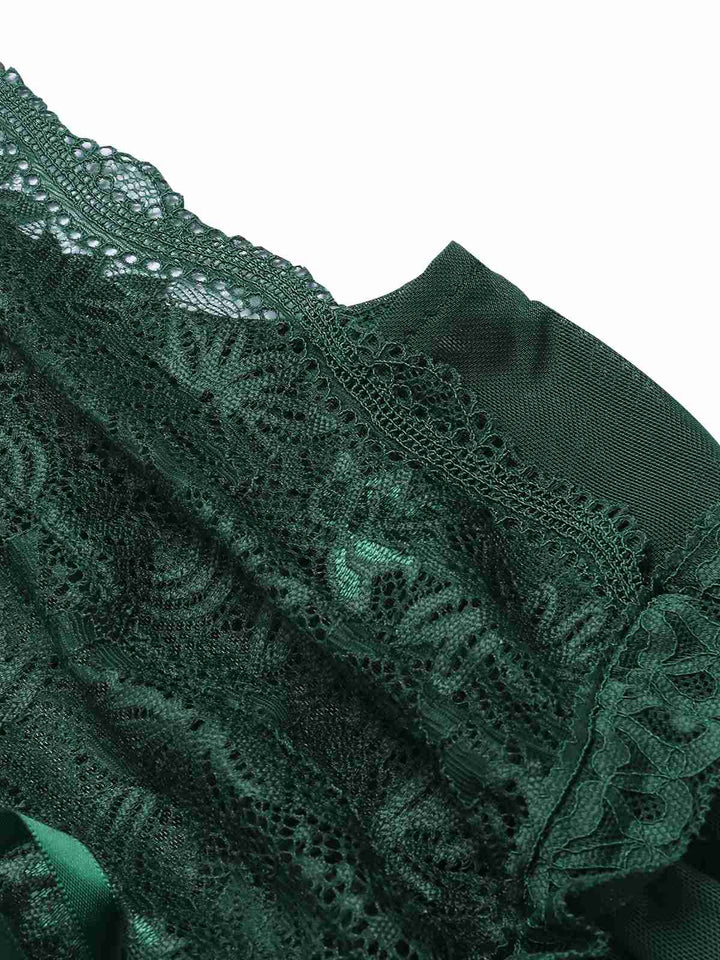 View 15: Deep V-Neck Lace Mesh Nightgown, perfect for retro themed parties, vintage fashion enthusiasts and special occasions