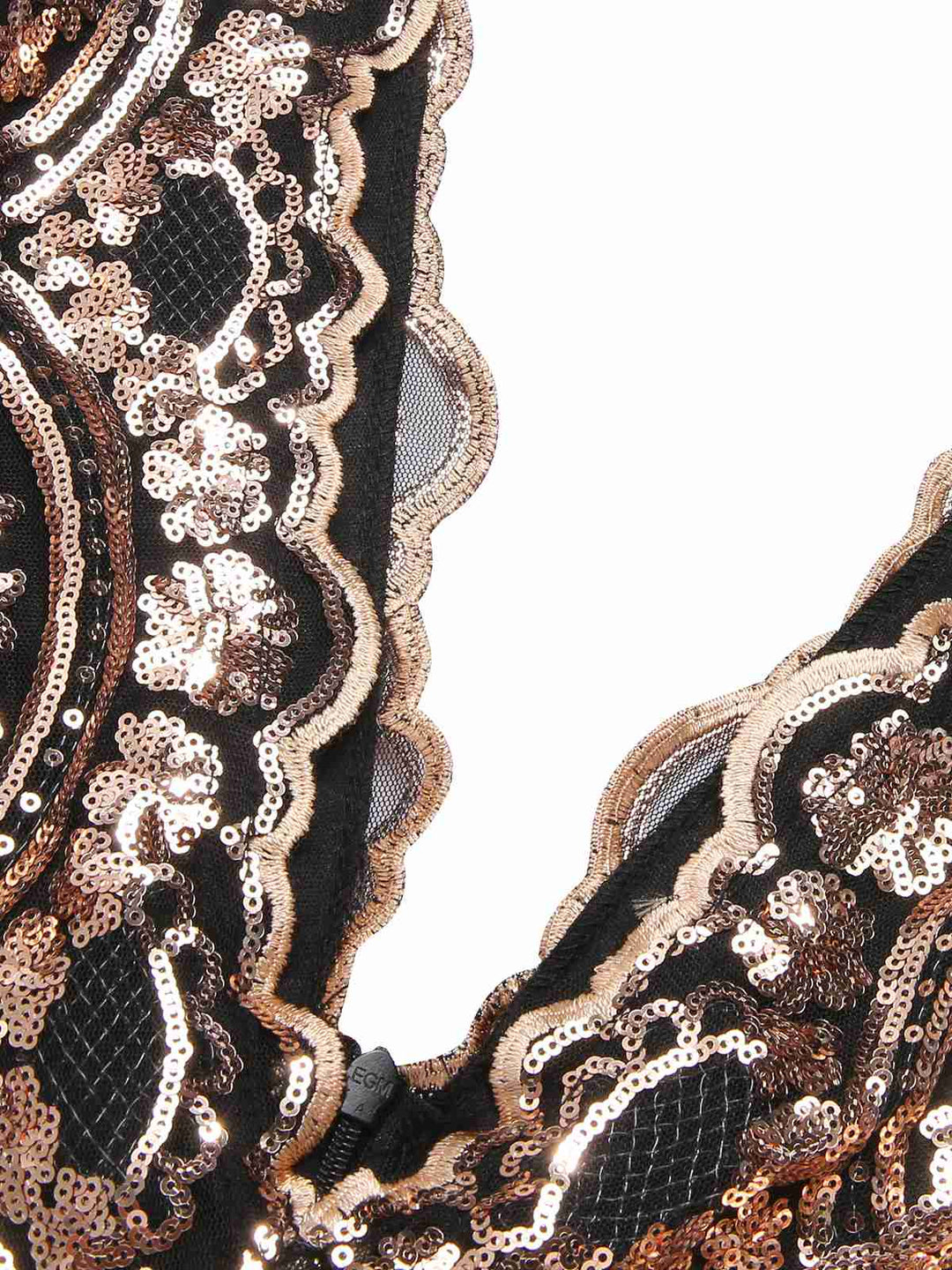 Fabric texture: 1930s 1930s Deep V-Neck Mesh Sequi