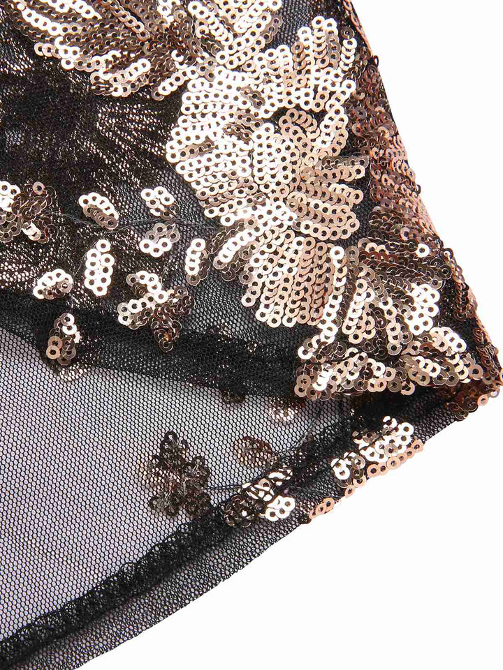 View 6: 1930s 1930s Deep V-Neck Mesh Sequined Maxi
