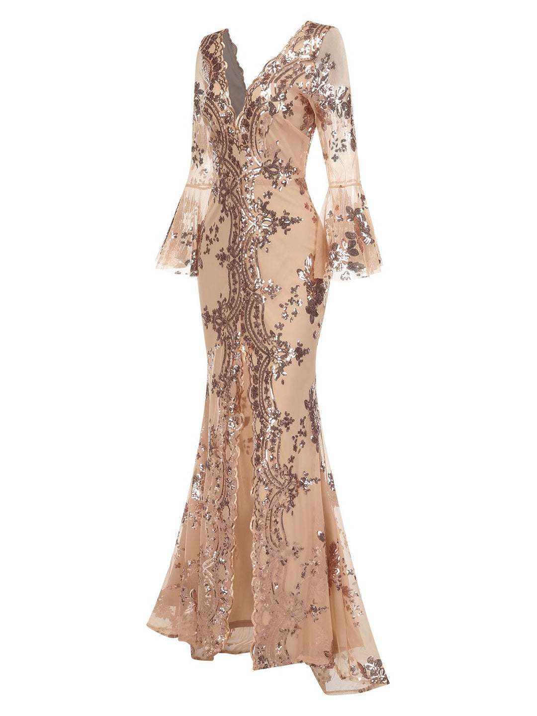 View 12: 1930s 1930s Deep V-Neck Mesh Sequined Max