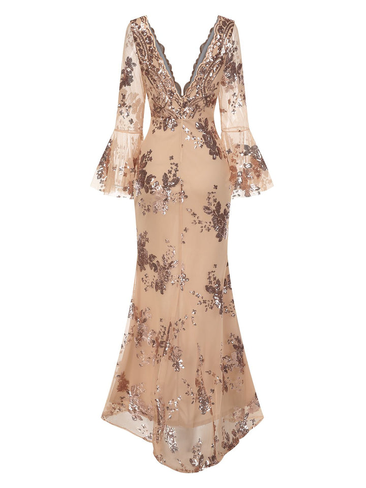 View 10: 1930s 1930s Deep V-Neck Mesh Sequined Max