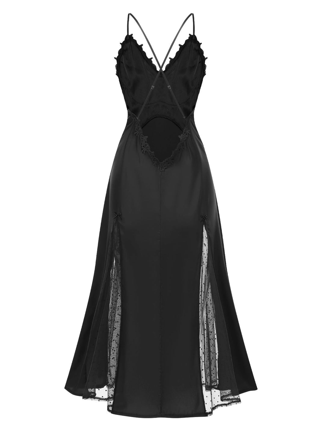 Dots Sheer Satin Patchwork Straps Nightgown: where romance meets her modern spirit
