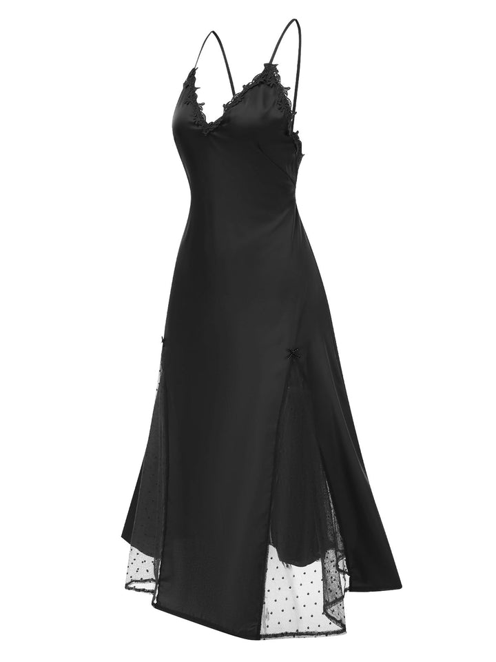 View 6: Dots Sheer Satin Patchwork Str