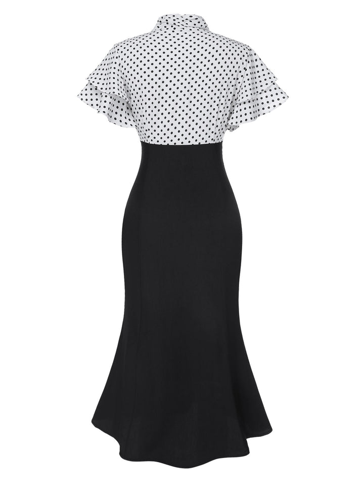 1930s Dots Tie Neck Mermaid Dress — the kind of 1930s dress that makes strangers smile