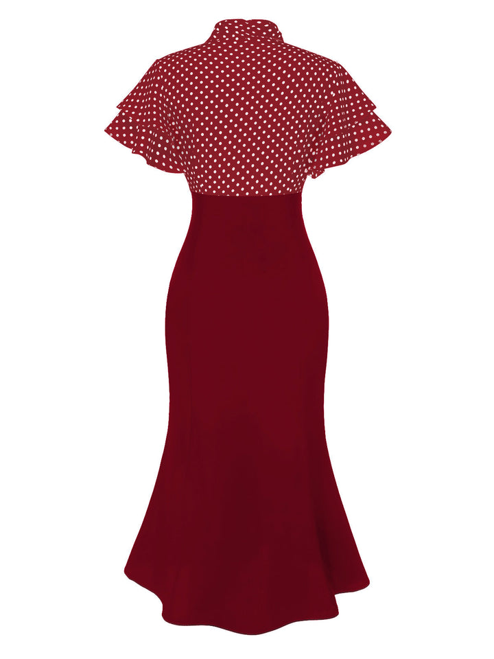 1930s Dots Tie Neck Mermaid Dress — the kind of 1930s dress that makes strangers smile