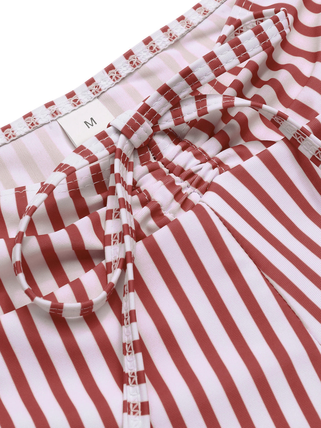 This 1930s Drawstring Straps Vertical Stripe Boxer Bikini carries 1930s vacation dreams in every stitch