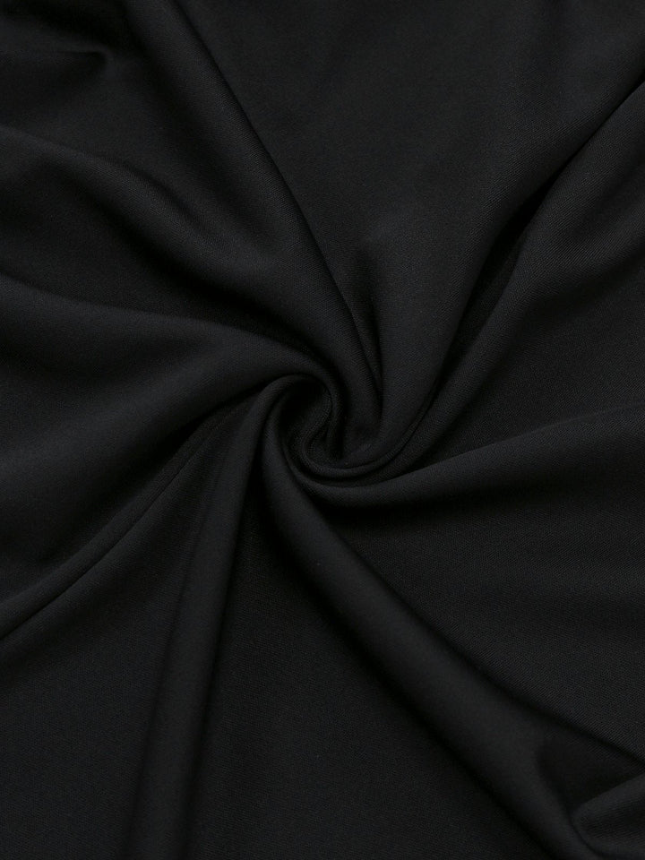 Black 1930s Bow Collar Metal Button Front Slit Dress - vintage dress, retro fashion, classic black