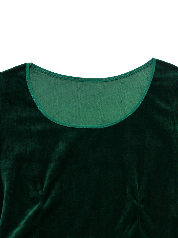 1930s Christmas Mrs. Santa Claus Velvet Dress with Cape - vintage dress, retro fashion