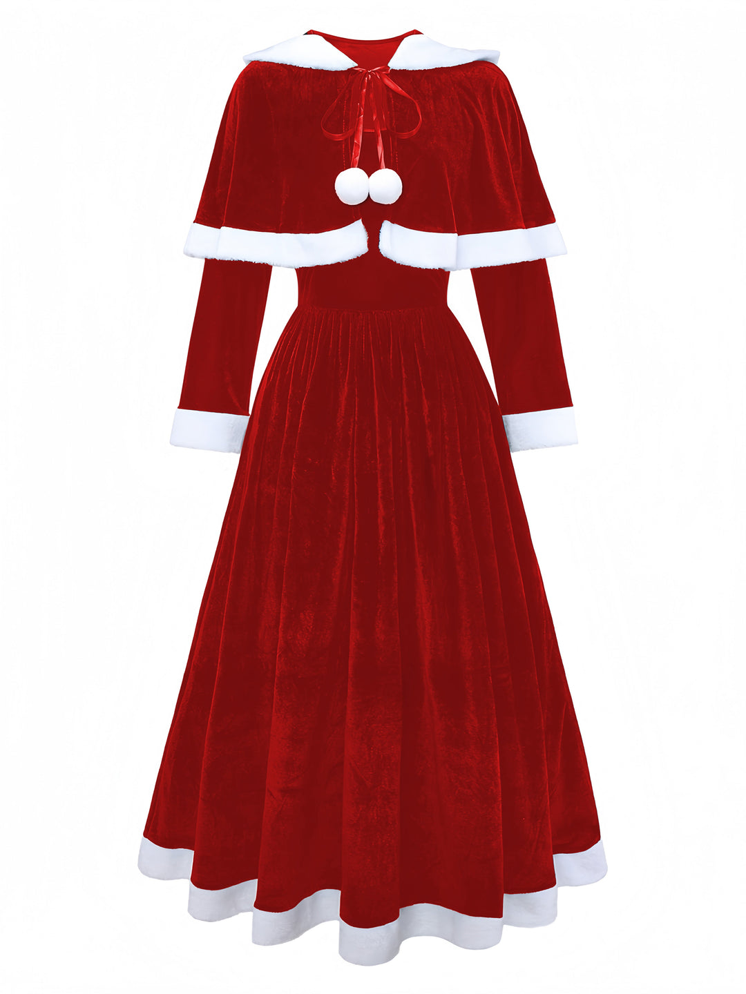 1930s Christmas Mrs. Santa Claus Velvet Dress with Cape - vintage dress, retro fashion