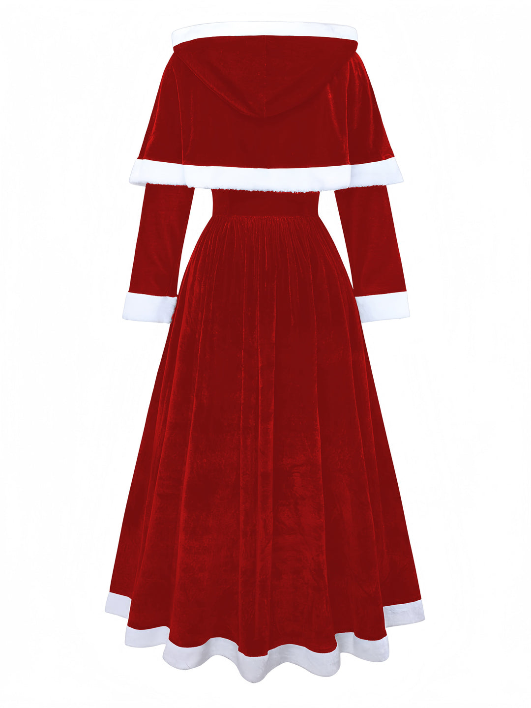 1930s Christmas Mrs. Santa Claus Velvet Dress with Cape - vintage dress, retro fashion