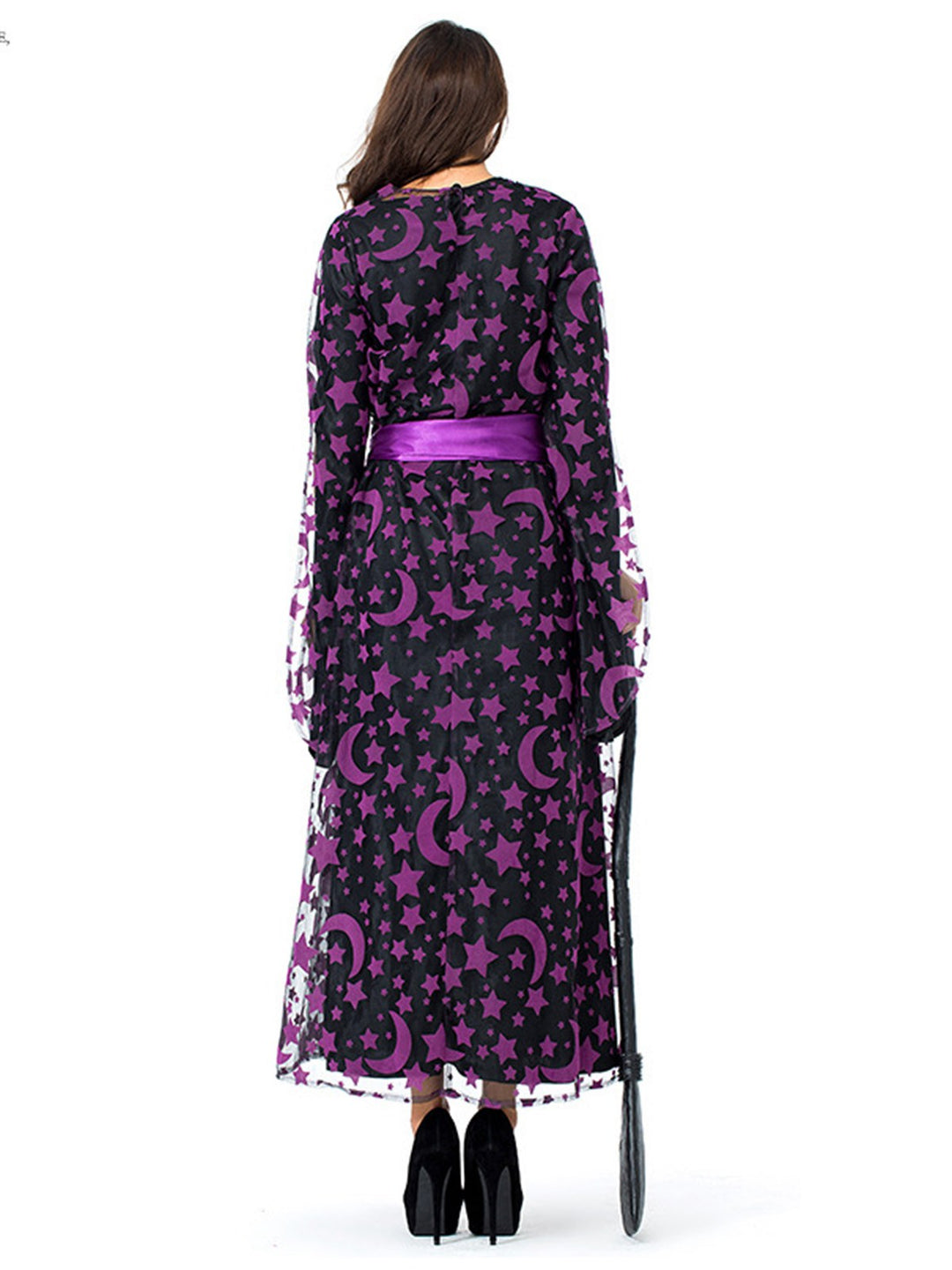 Deep Purple 1930s Star &amp; Moon Batwing Sleeve Witch Dress Set - vintage dress, retro fashion