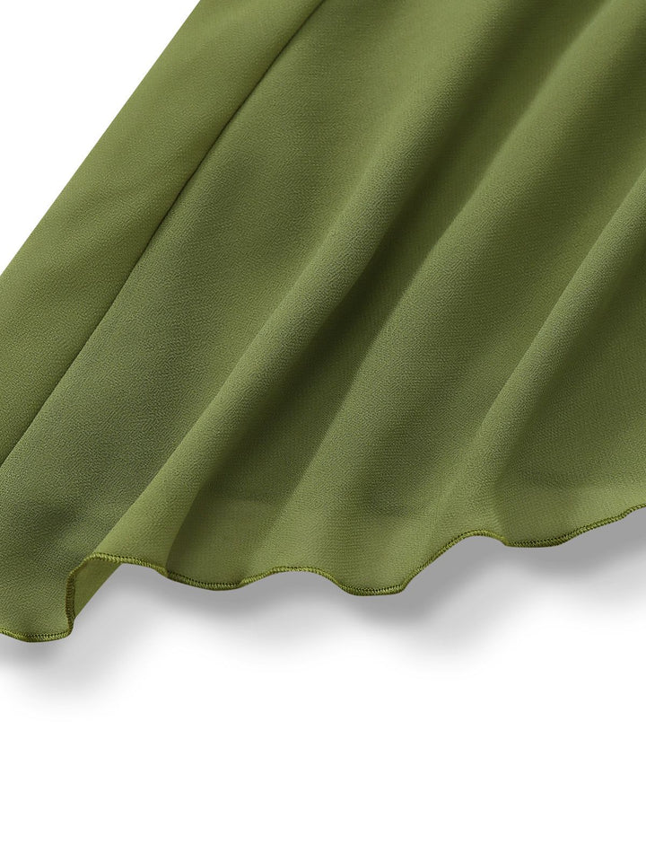 Green 1930s Halter Mesh Backless Chiffon Midi Dress - vintage dress, retro fashion