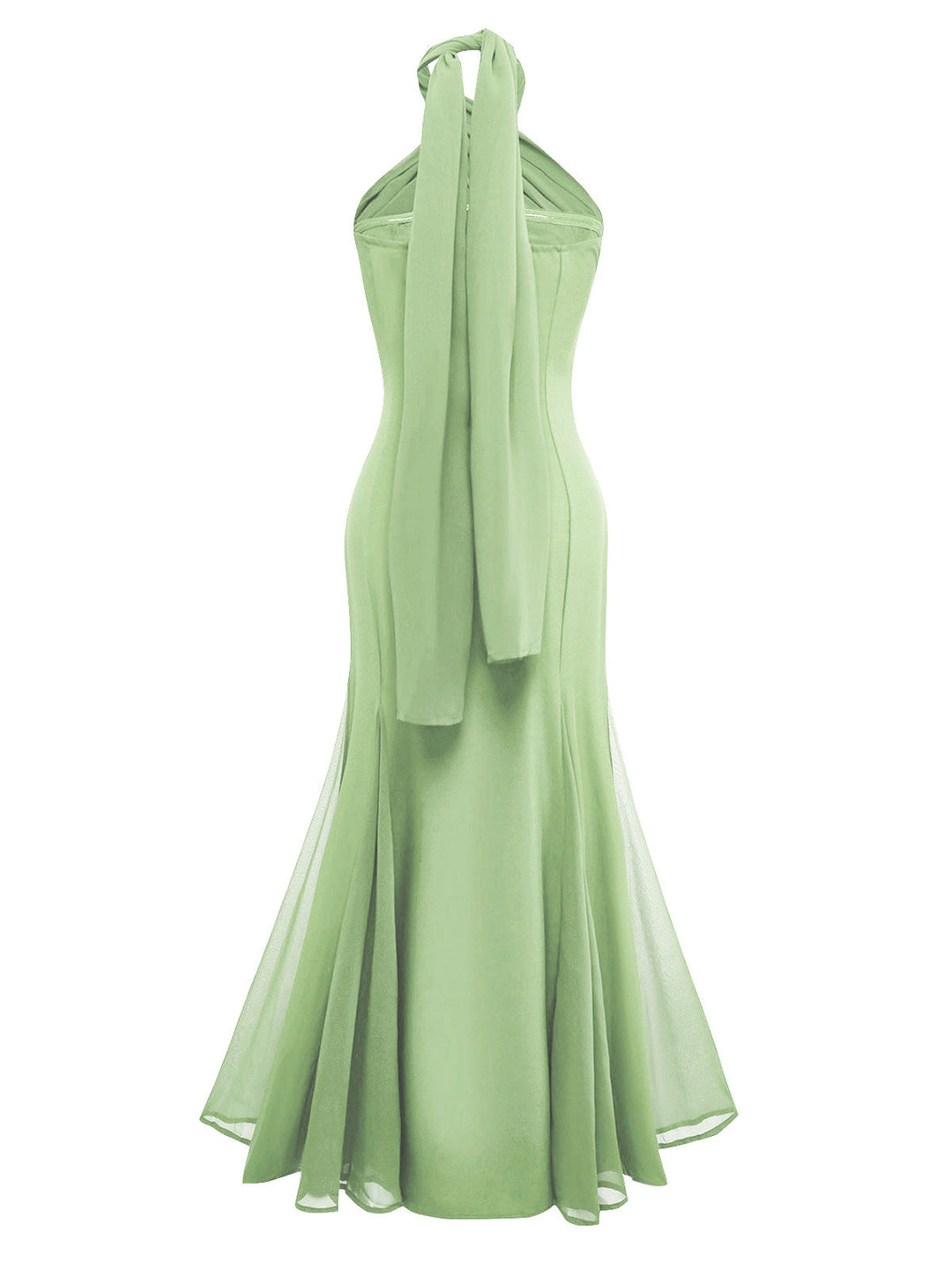 1930s Solid Chiffon Criss Cross Strapless Convertible Dress - vintage dress, retro fashion