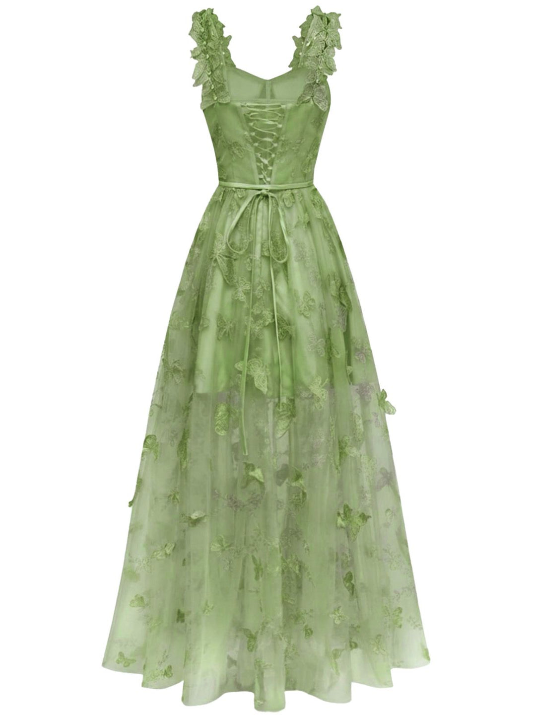 1930s Spaghetti Strap 3D Butterflies Mesh Maxi Dress - vintage dress, retro fashion