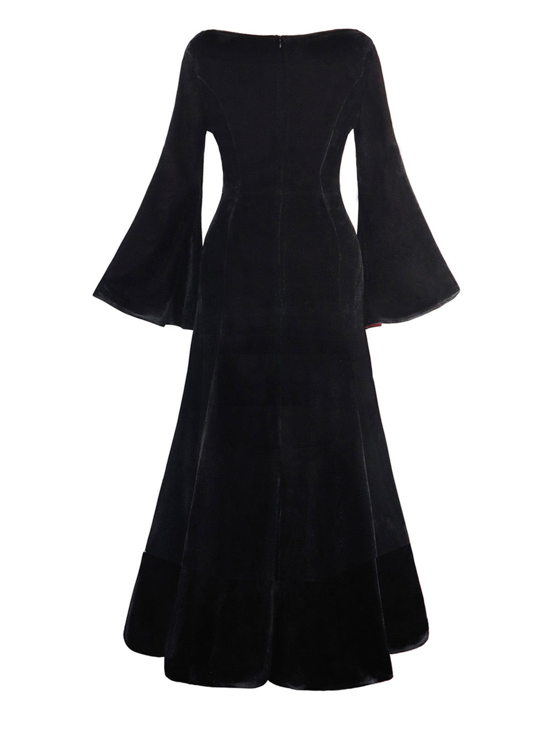 1930s Velvet Bell-Sleeve Wednesday Addams Style Dress - vintage dress, retro fashion