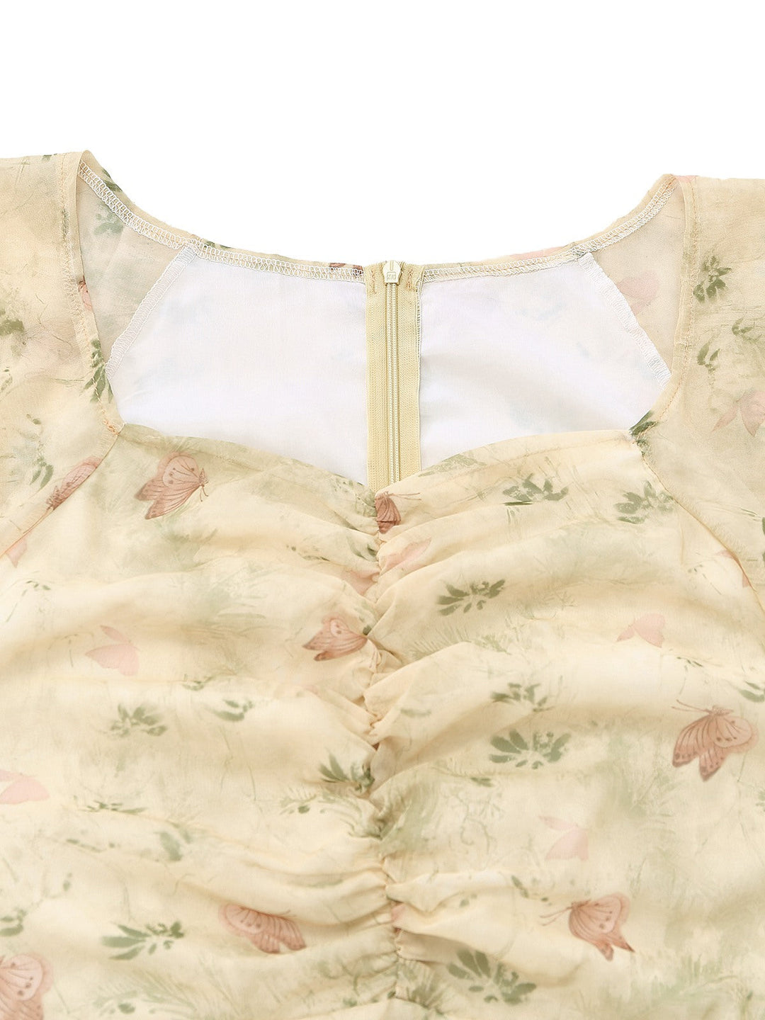 Yellow 1930s Butterfly Flutter Sleeve Chiffon Dress - vintage dress, retro fashion
