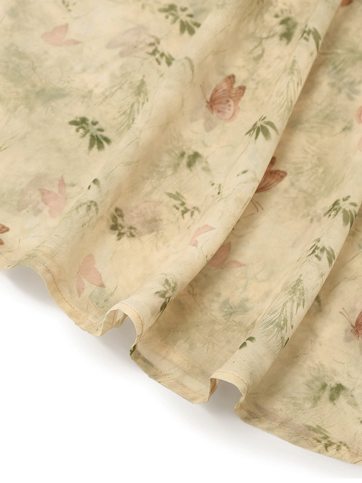 Yellow 1930s Butterfly Flutter Sleeve Chiffon Dress - vintage dress, retro fashion