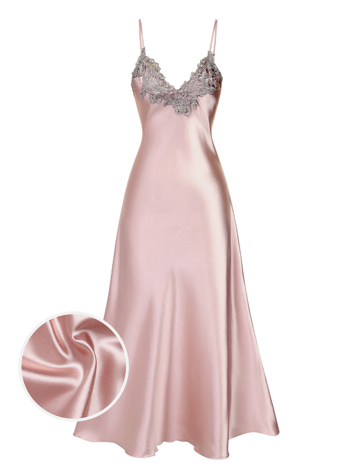 She slips into this Embroidered Faux Satin S