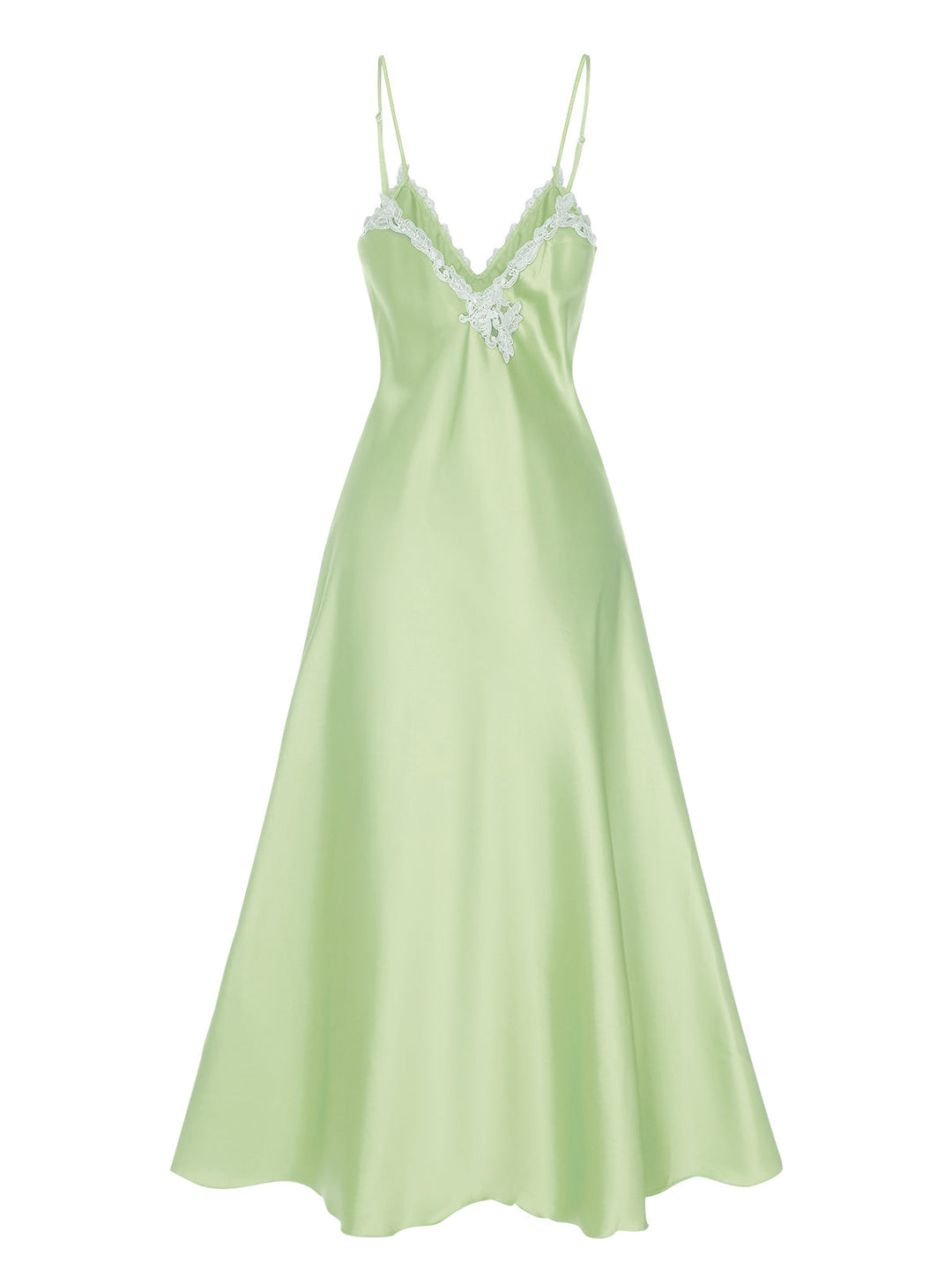 1930s Embroidered Faux Satin Strap Nightgown — a 1