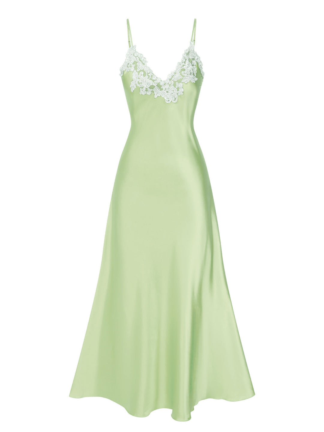 She slips into this 1930s Embroidered Faux Satin S