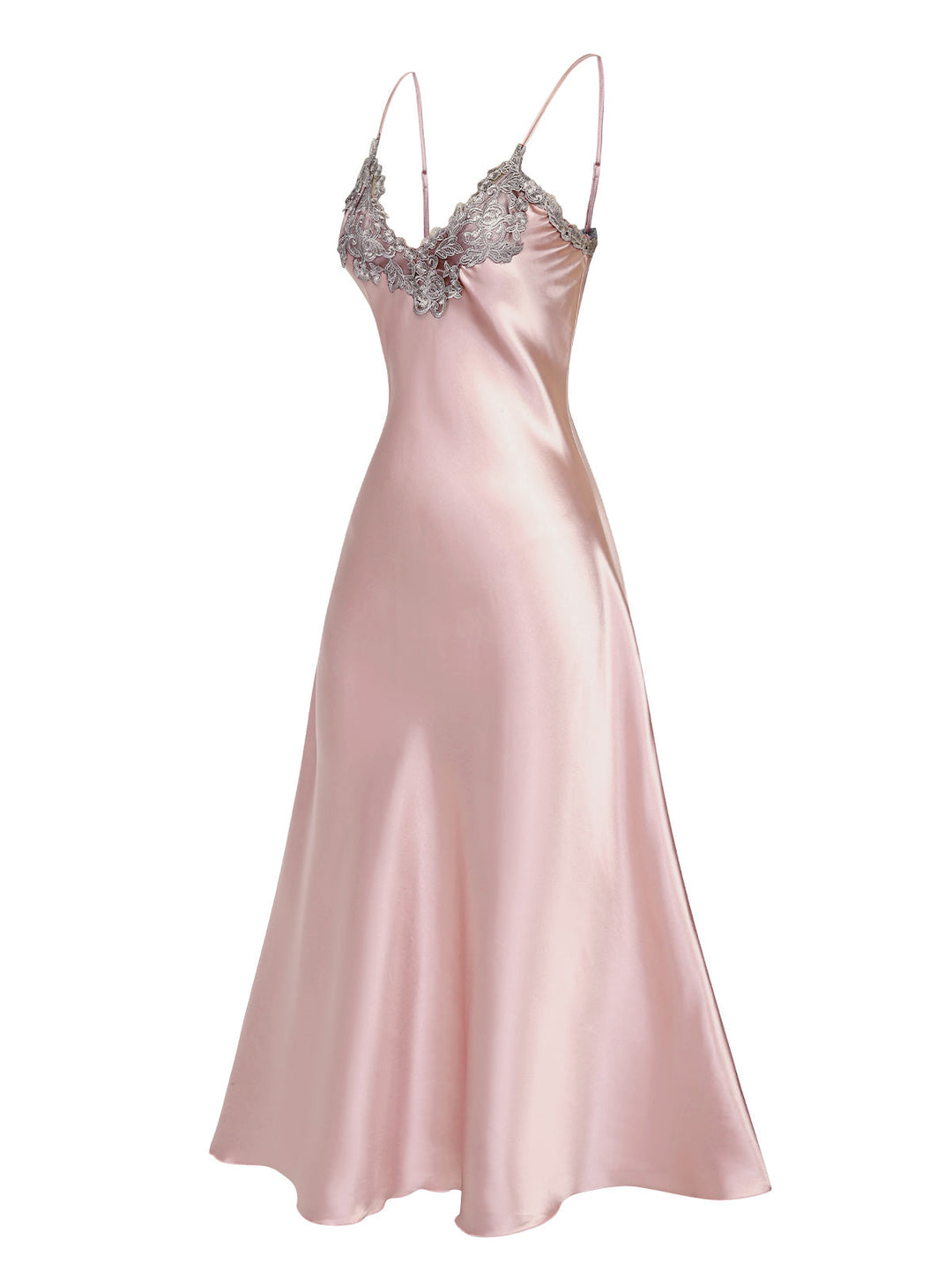 This Embroidered Faux Satin Strap Nightgown