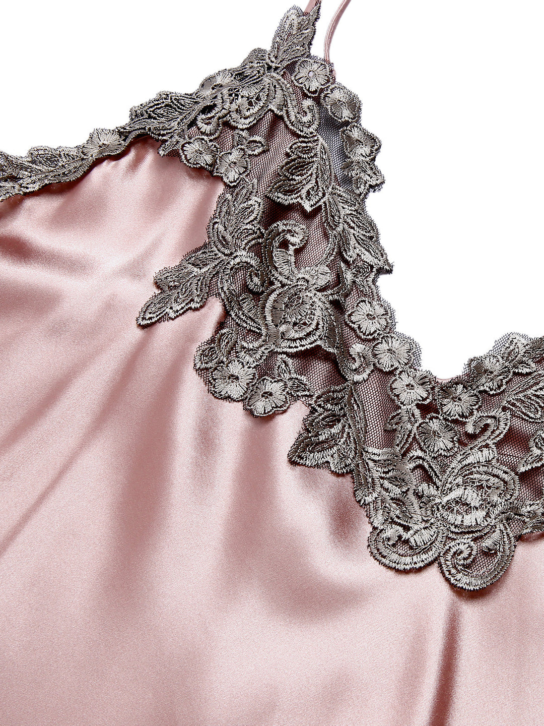 She slips into this Embroidered Faux Satin S