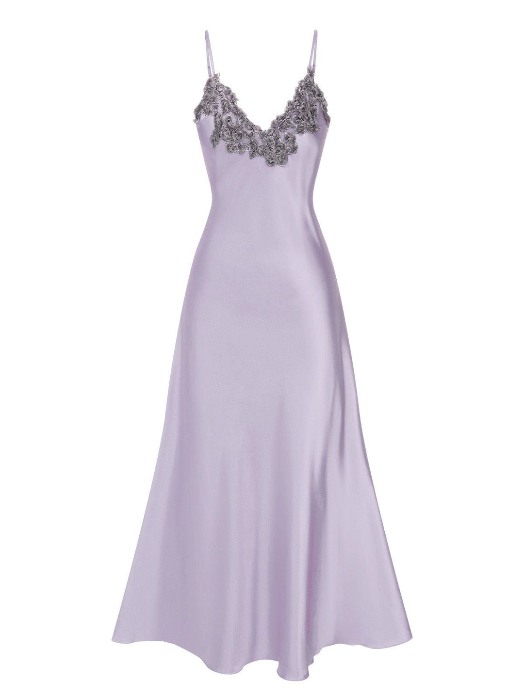 1930s Embroidered Faux Satin Strap Nightgown: wher