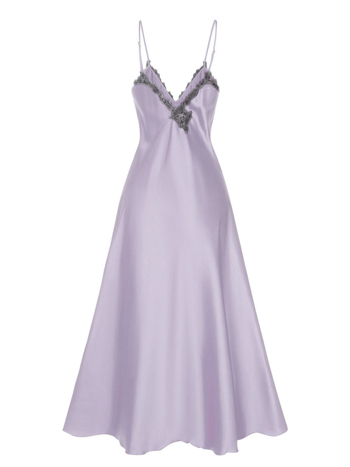 This 1930s Embroidered Faux Satin Strap Nightgown