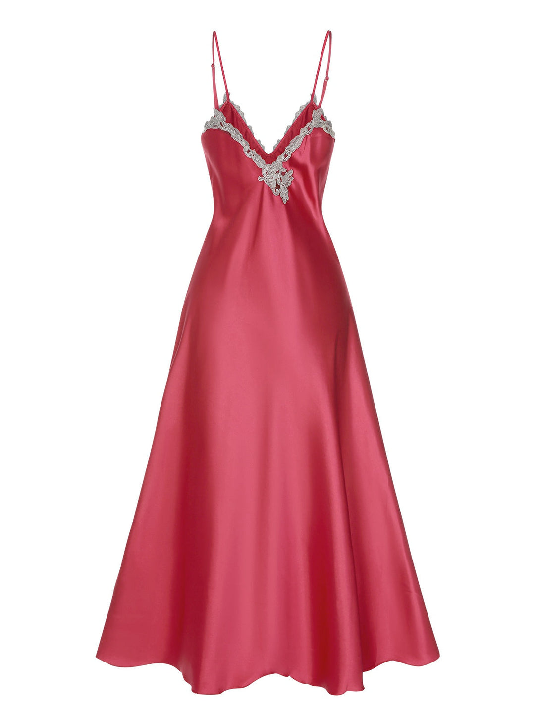 Back view: 1930s 1930s Embroidered Faux Satin Stra