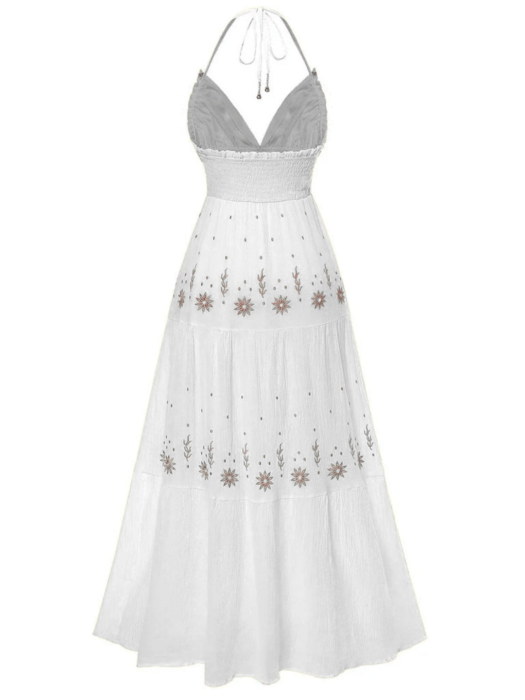 1930s Embroidered Floral Deep V-Neck Textured Dress - vintage dress, retro fashion, elegant red