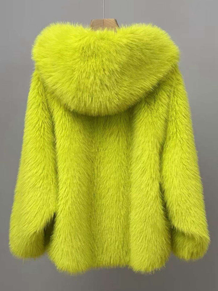 1930s Faux Fur Hooded Lapel Solid Coat - vintage fashion, retro style