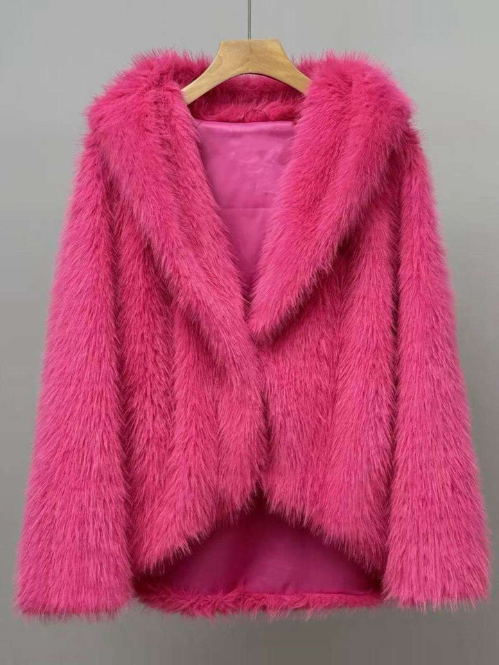 1930s Faux Fur Hooded Lapel Solid Coat - vintage fashion, retro style