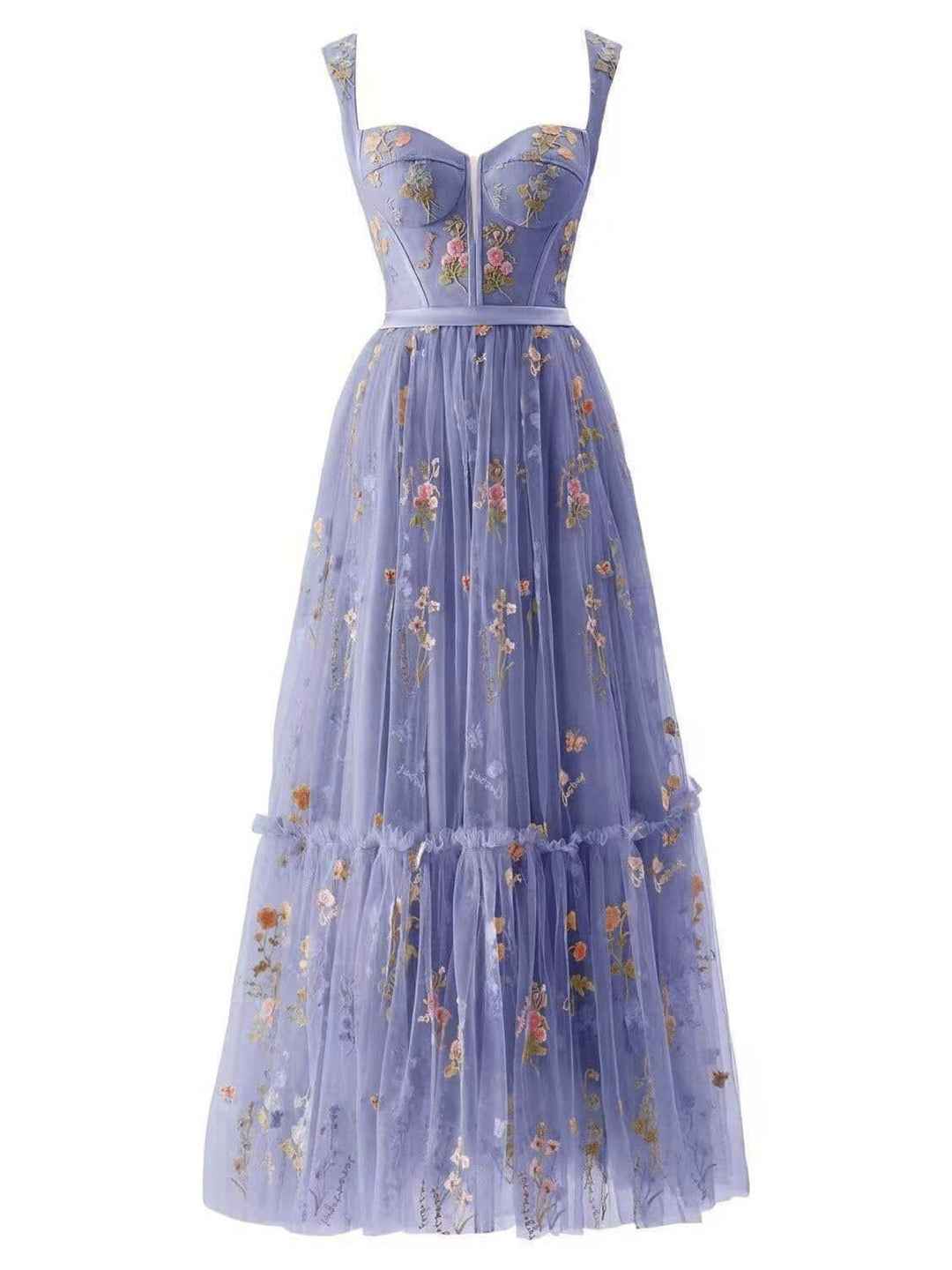 1930s Floral Mesh Boned Lace-Up Dress, classic vintage style elegant fashion - Image 10