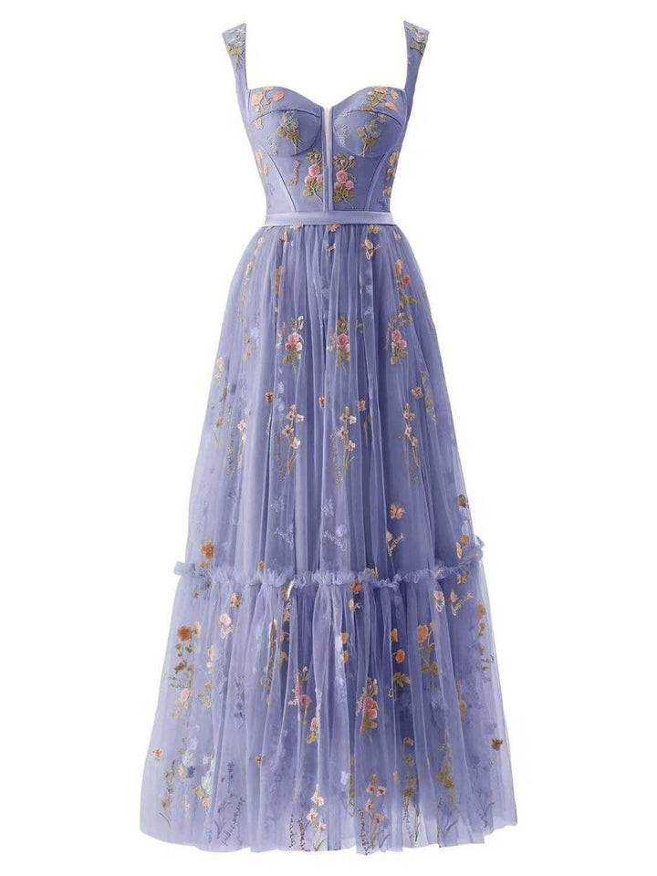1930s Floral Mesh Boned Lace-Up Dress, classic vintage style elegant fashion - Image 10