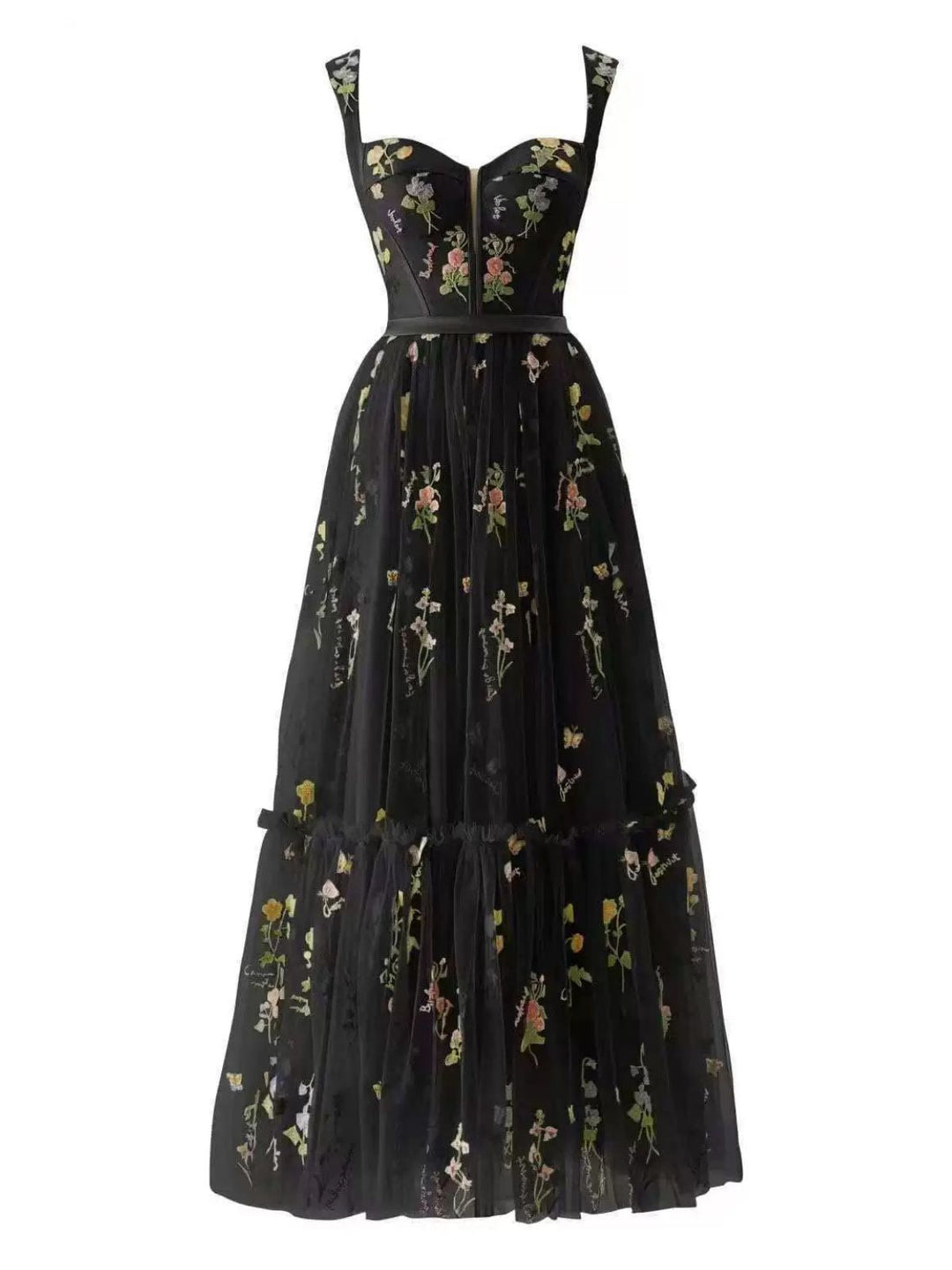 1930s Floral Mesh Boned Lace-Up Dress, classic vintage style elegant fashion - Image 4
