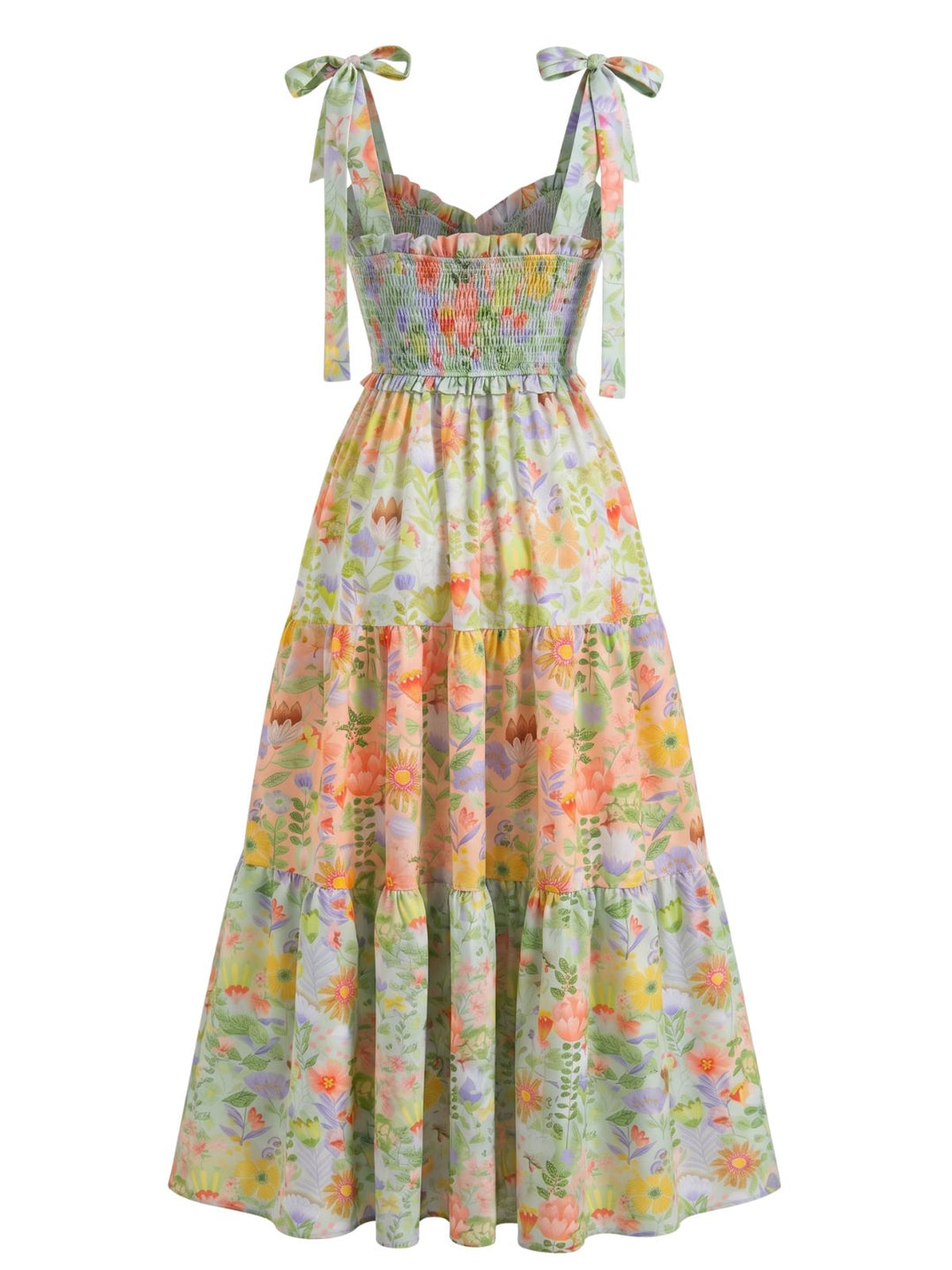1940s Vintage Floral V Neck Dress