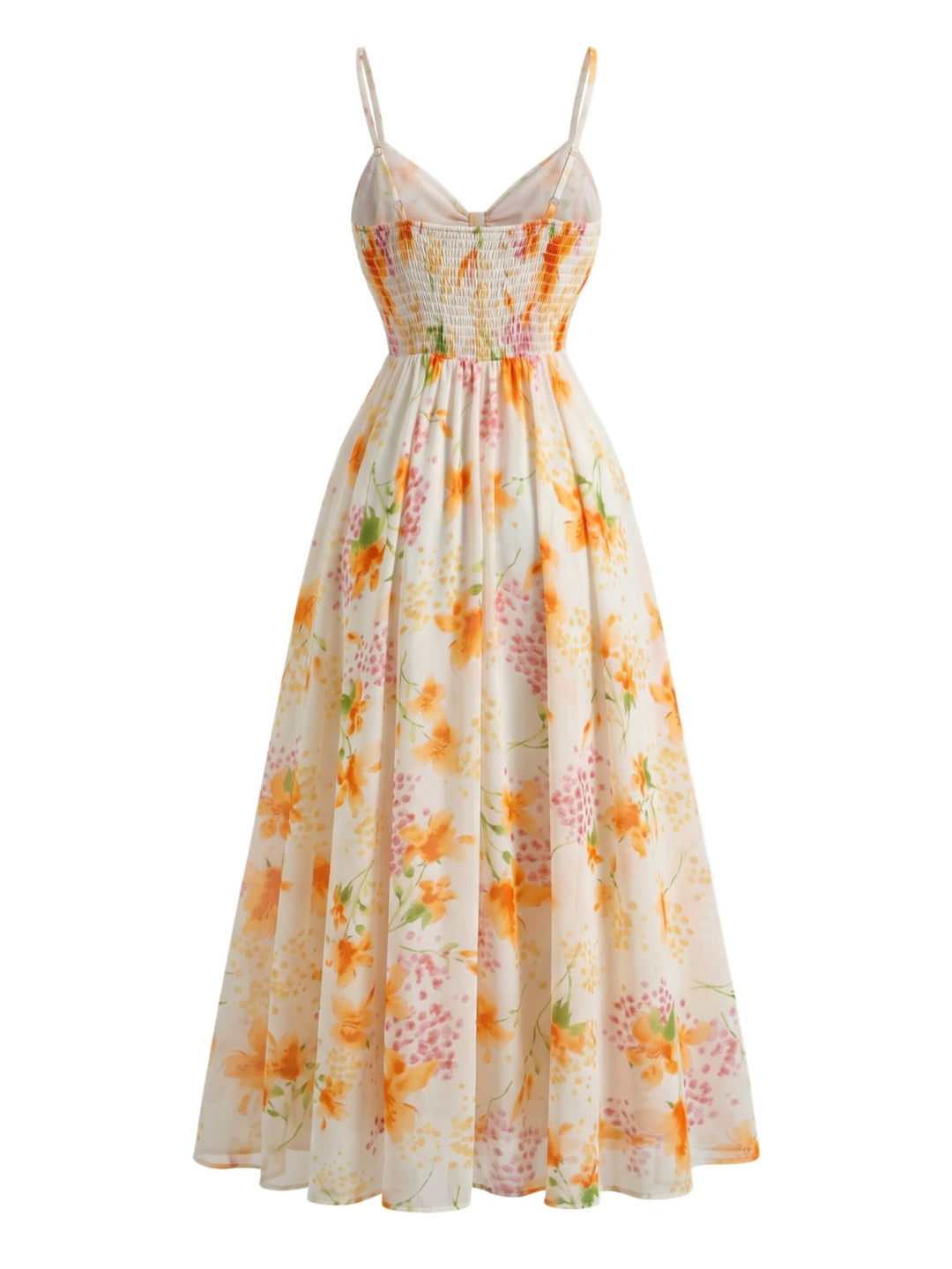 Yellow 1930s Floral V-Neck Bohemian Slip Dress, vintage dress, retro fashion, floral print - perfect for women who love vintage and retro fashion