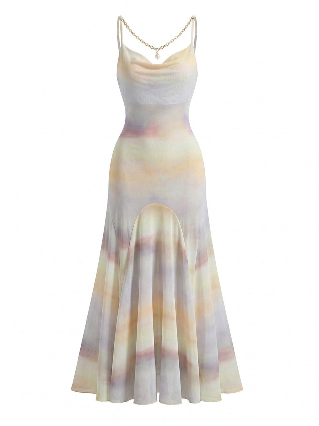Gradient Mesh Slip Long Nightgown with Necklace, vintage fashion, retro style - perfect for women who love vintage and retro fashion