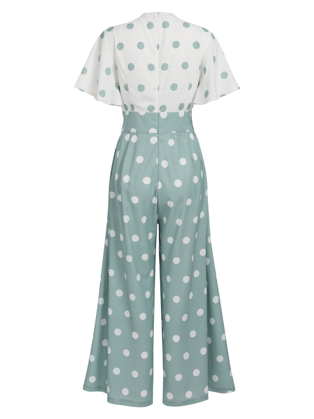 1930s Green White Splicing Polka Dot Jumpsuit: timeless style reimagined
