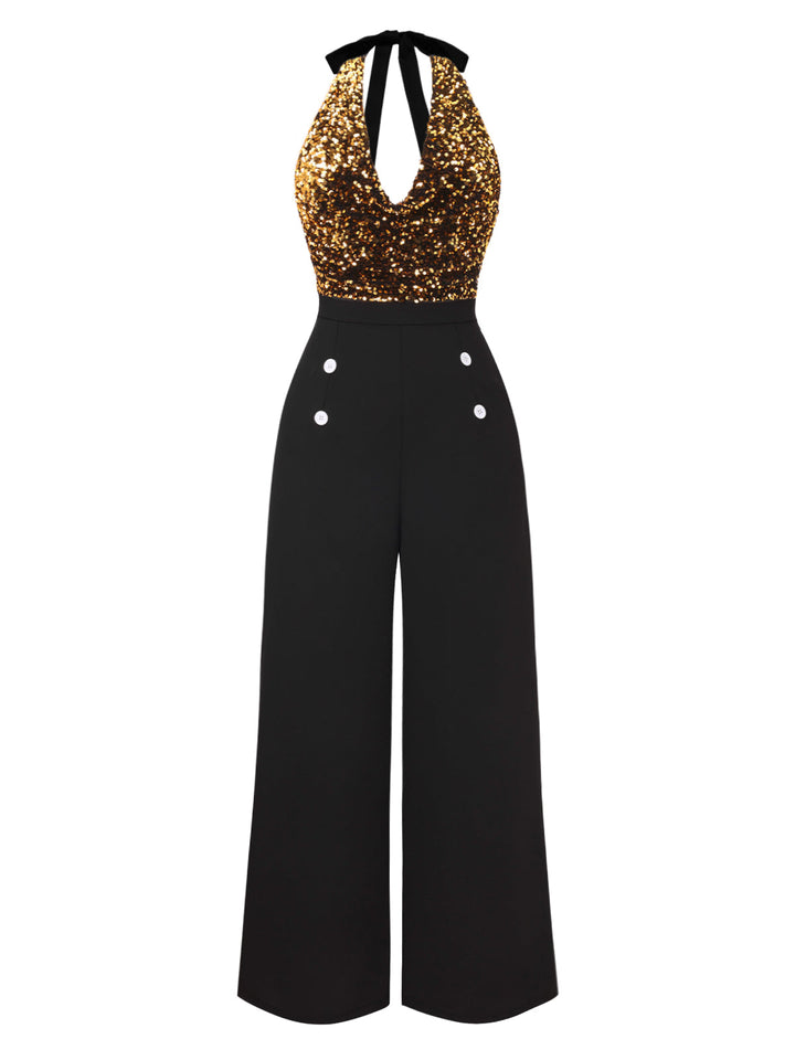 1930s Halter Neck Sequined Jumpsuit: timeless 1930s elegance she makes her own