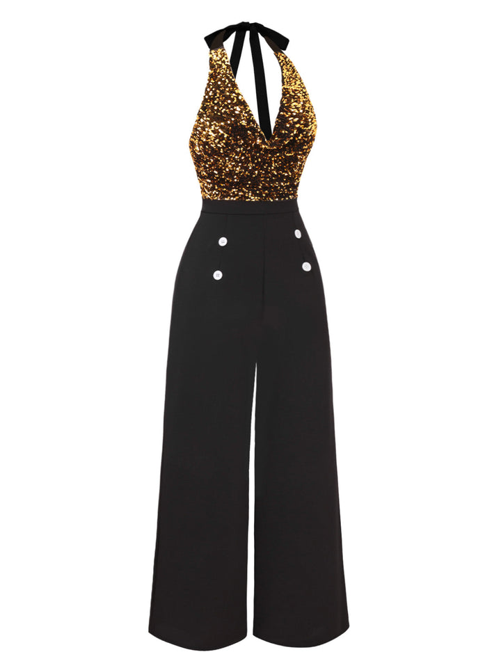 This 1930s Halter Neck Sequined Jumpsuit whispers 1930s secrets to those who notice