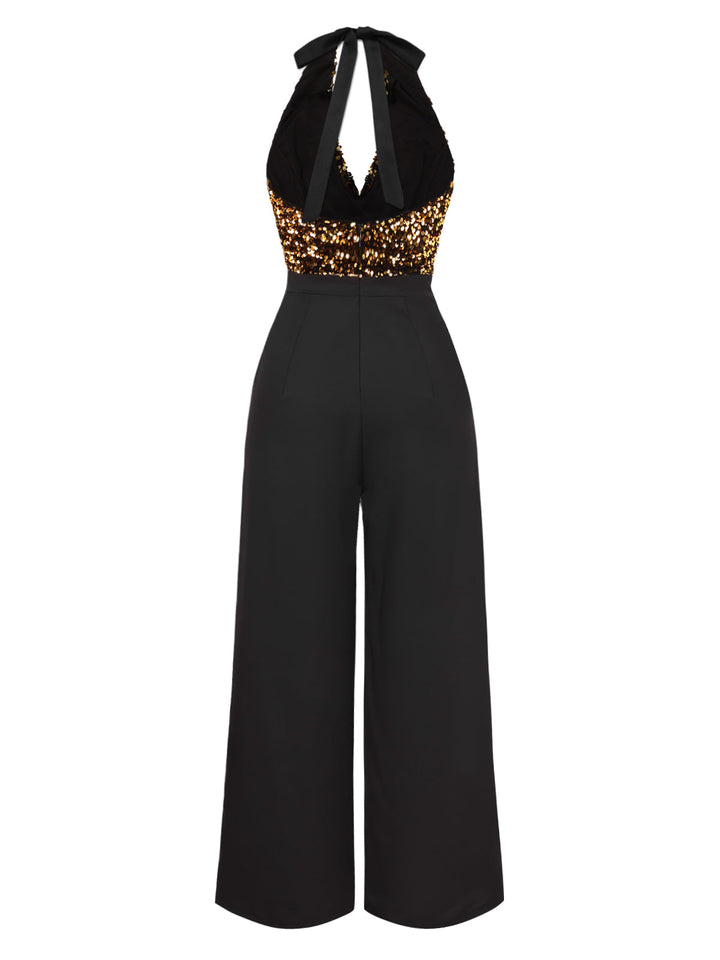 1930s Halter Neck Sequined Jumpsuit — 1930s style that transcends decades