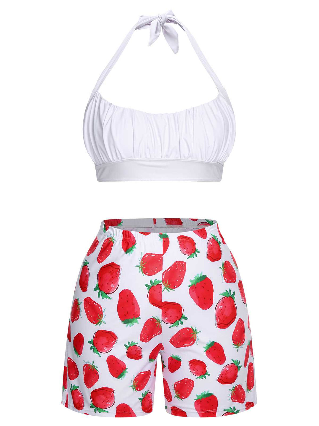 1930s Halter Strawberry Swimsuit Set - vintage swimsuit, pin-up style